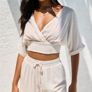 Two-piece co-ord vacation outfit